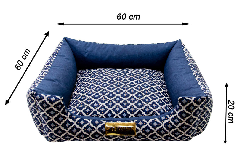 Cama Quadrada para Cachorro ou Gato Luppet Marinho Geometrico