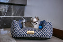Cama Quadrada para Cachorro ou Gato Luppet Marinho Geometrico