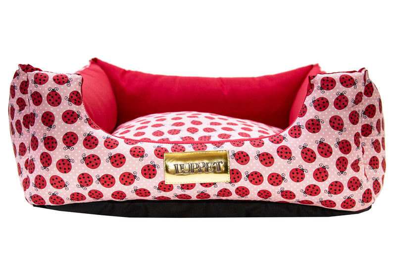 Cama Quadrada para Cachorro ou Gato Luppet Vermelho Joaninha Tamanho:GG