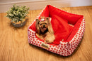 Cama Quadrada para Cachorro ou Gato Luppet Vermelho Joaninha Tamanho:GG