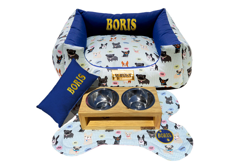 Kit Enxoval Completo para Cachorro 100% Impermeavel Luppet Azul Cachorrinho Tama