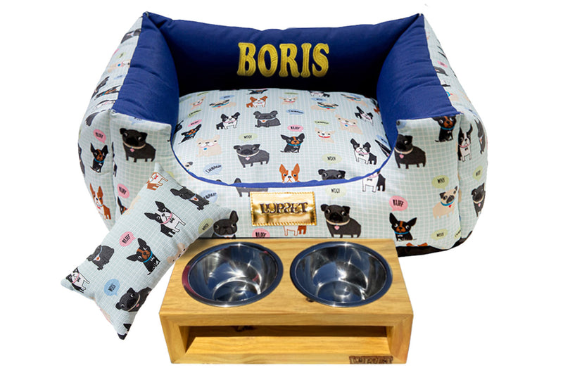 Kit Enxoval Luxo para Cachorro 100% Impermeavel Luppet Azul Cachorrinho