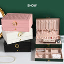 Maleta Porta-Jóias 2 Andares para Brincos, Anéis e Relógios Cor:Preto;Tamanho