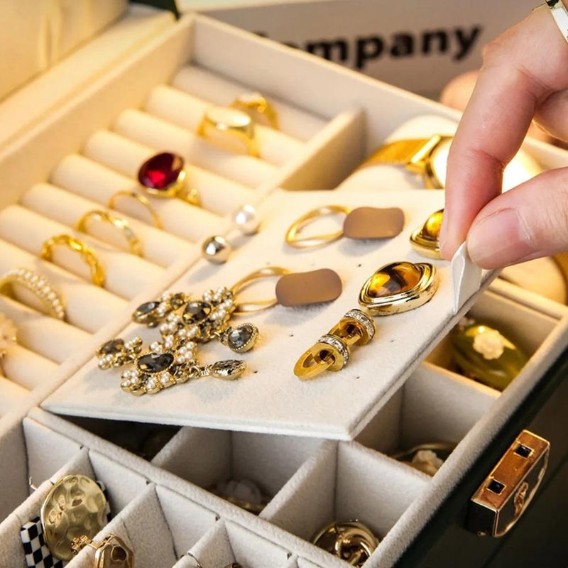 Maleta Porta-Jóias 2 Andares para Brincos, Anéis e Relógios Cor:Preto;Tamanho