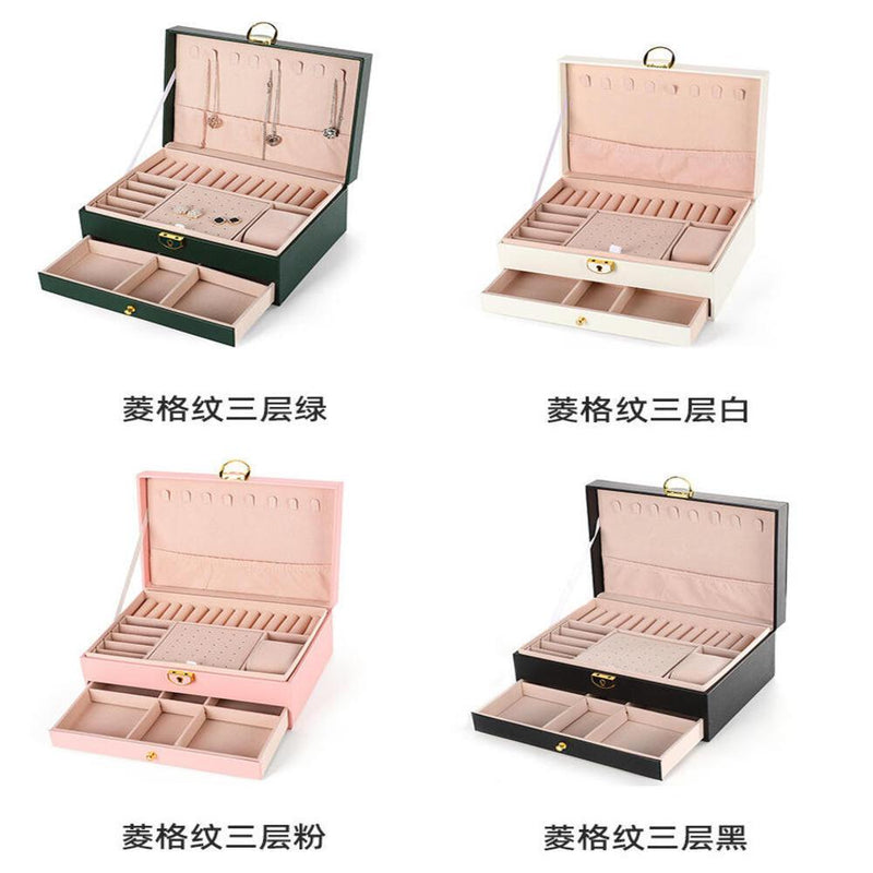 Maleta Porta-Jóias 2 Andares para Brincos, Anéis e Relógios Cor:Preto;Tamanho