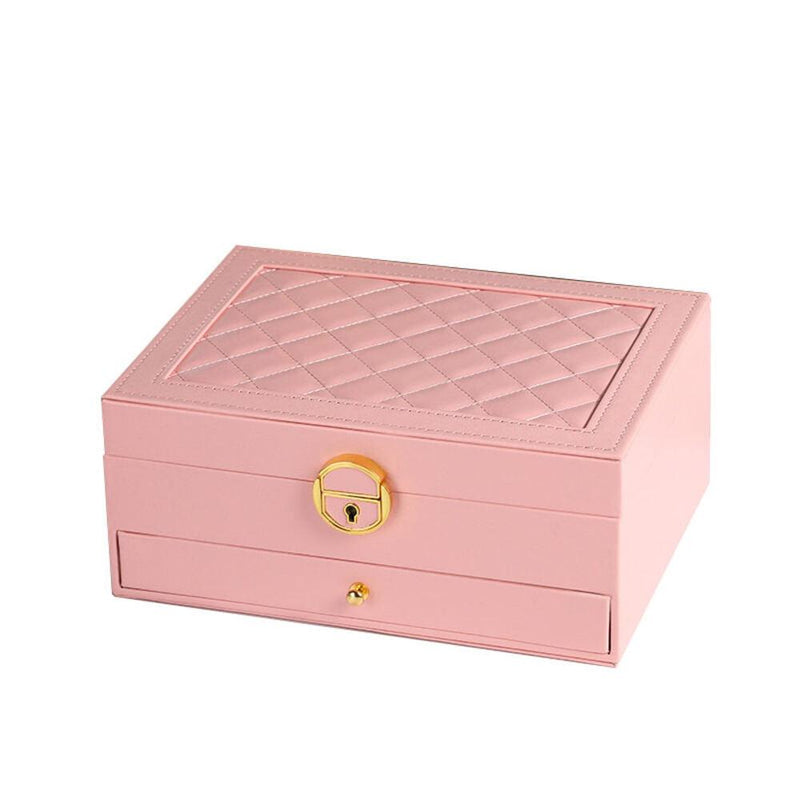 Maleta Porta-Jóias 2 Andares para Brincos, Anéis e Relógios Cor:Preto;Tamanho