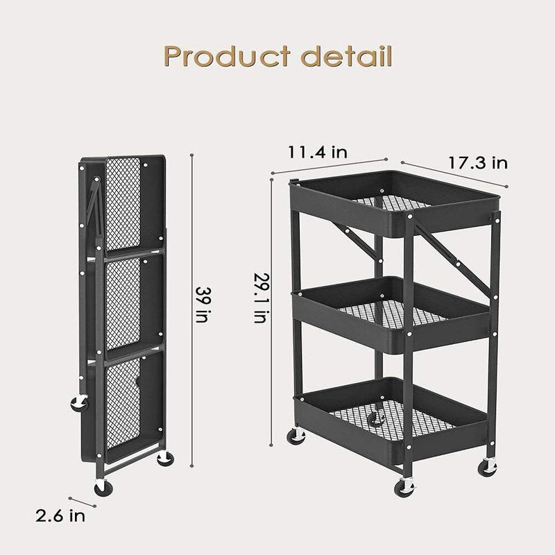 Carrinho multiuso organizador 3 prateleiras dobravel em aço branco quarto sala