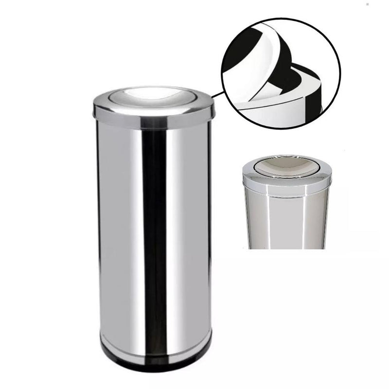 Lixeira Inox Basculante 30L Tampa Giratória Cozinha Banheiro