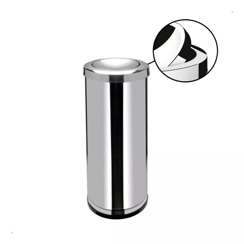 Lixeira Inox Basculante 30L Tampa Giratória Cozinha Banheiro