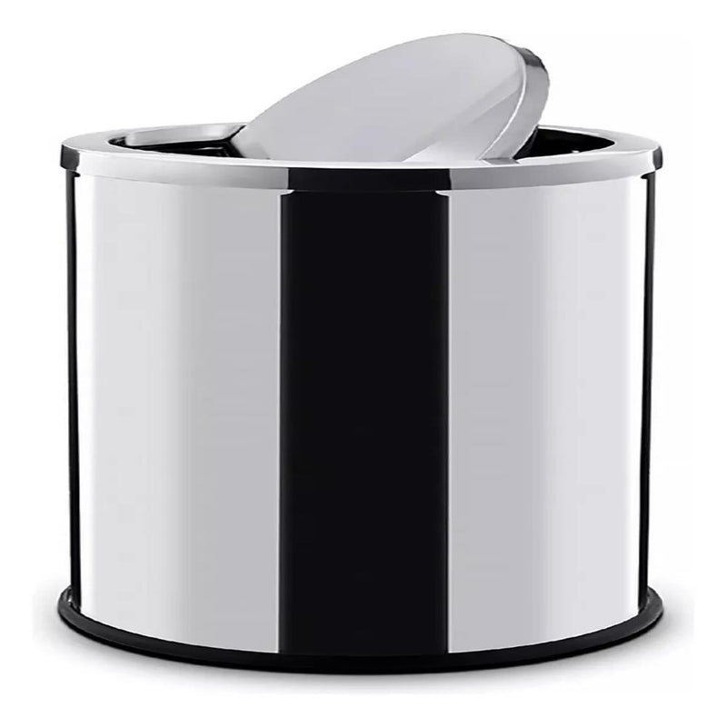 Lixeira Inox Basculante 30L Tampa Giratória Cozinha Banheiro