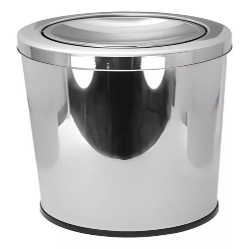 Lixeira Inox Basculante 30L Tampa Giratória Cozinha Banheiro