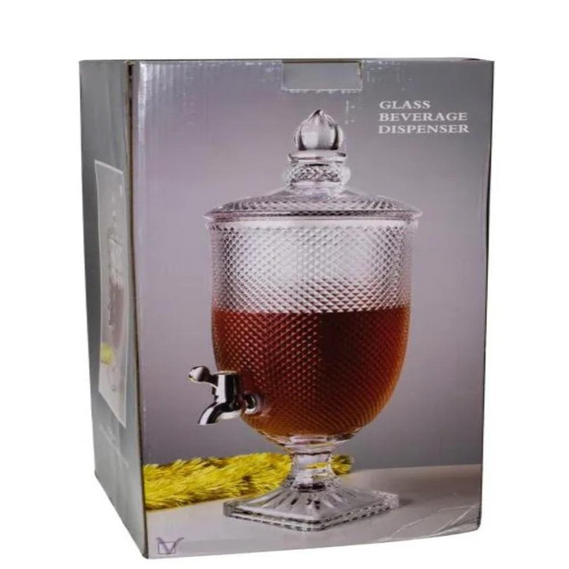 Suqueira de cristal 5 litros diamond dourado dispenser de bebidas vidro grande