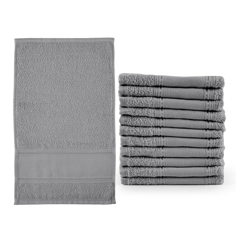 Kit 12 toalhas de lavabo social Cinza Granito