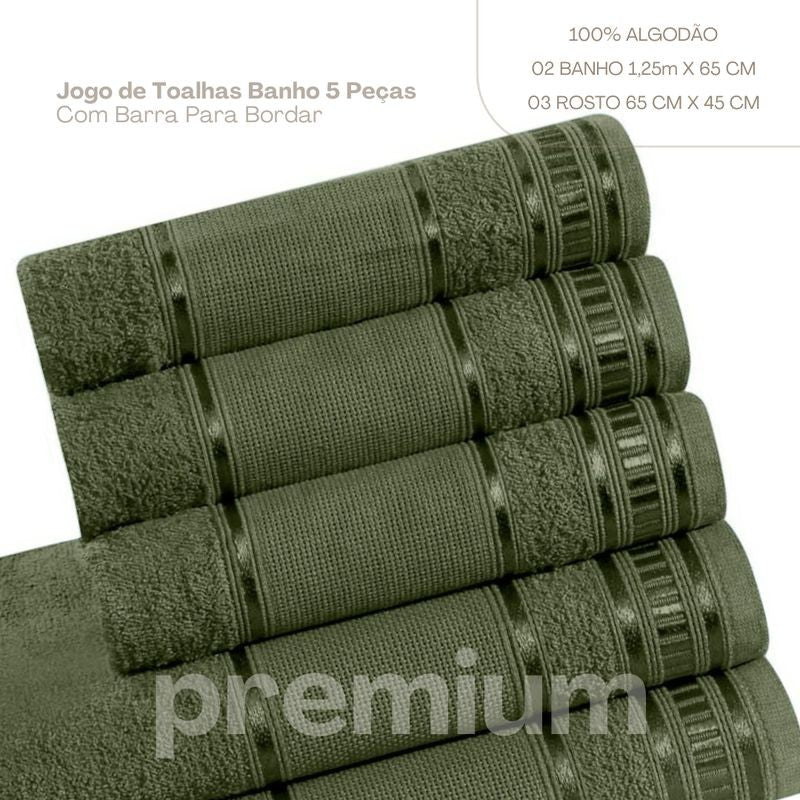 Jogo de toalha de banho 5 peças premium Oliva