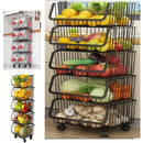 Carrinho Multiuso com 5 Prateleiras em Aço Preto Organizador