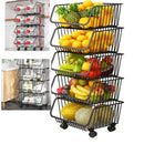 Carrinho Multiuso com 5 Prateleiras em Aço Preto Organizador