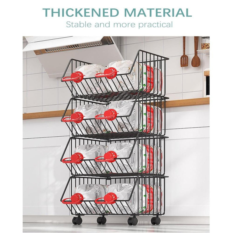 Carrinho Multiuso com 5 Prateleiras em Aço Preto Organizador