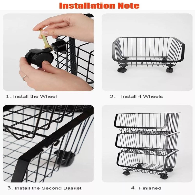 Carrinho Multiuso com 5 Prateleiras em Aço Preto Organizador