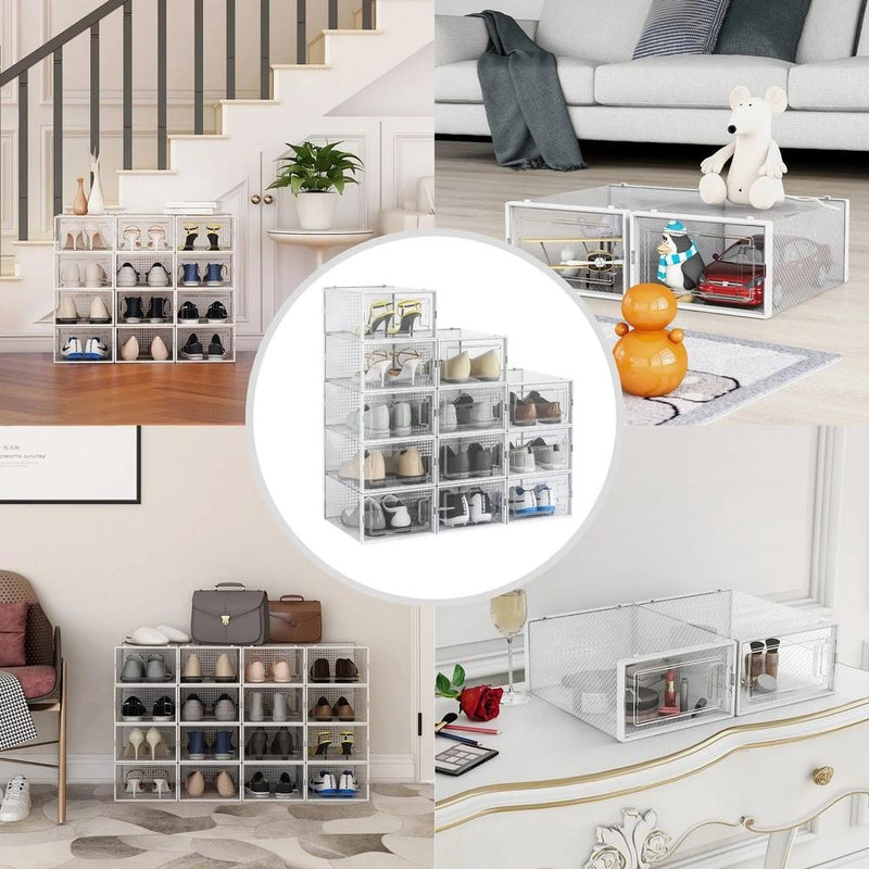 Kit 6 Caixas Empilháveis para Sapatos  Organizador Dobrável Cor:Laranja;Tamanh