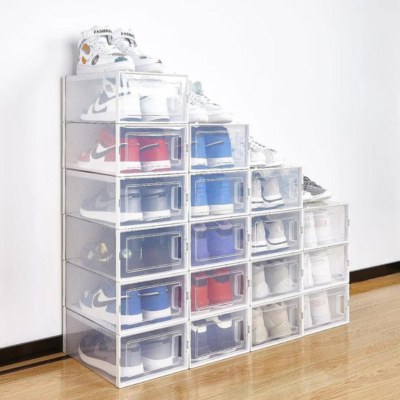 Kit 6 Caixas Empilháveis para Sapatos  Organizador Dobrável Cor:Laranja;Tamanh