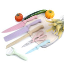 Kit Facas e Utensílios Gourmet 6 Peças em Aço Inox Coloridas