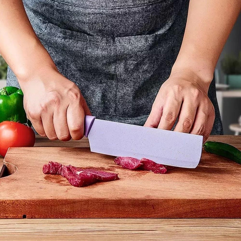 Kit Facas e Utensílios Gourmet 6 Peças em Aço Inox Coloridas