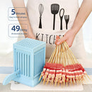 MAQUINA ESPETINHO FORMA 49 ESPETOS CHURRASCO CARNE GUIA CORTADOR RAPIDO CHURRASQ