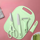 Kit 4 Peças Cozinha Tábua Faca Tesoura Descascador Luatek LCC-2313