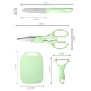 Kit 4 Peças Cozinha Tábua Faca Tesoura Descascador Luatek LCC-2313
