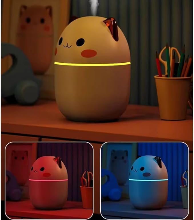 Umidificador de Ar Gatinho Difusor Aromatizador USB Portátil com 7 Luzes LED Co