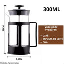 CAFETEIRA FRANCESA PRENSA CHALEIRA VIDRO CREMEIRA CAFE CHA CAPUCCINO BULE FRENCH