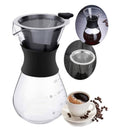 CAFETEIRA VIDRO COM COADOR INOX FILTRO PASSADOR CAFE 400ML BULE JARRA MANUAL BOR