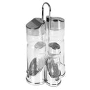 GALHETEIRO VIDRO DE MESA 5 PECAS SUPORTE KIT AZEITE VINAGRE SAL TEMPERO COZINHA