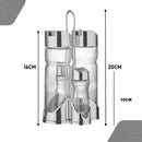 GALHETEIRO VIDRO DE MESA 5 PECAS SUPORTE KIT AZEITE VINAGRE SAL TEMPERO COZINHA