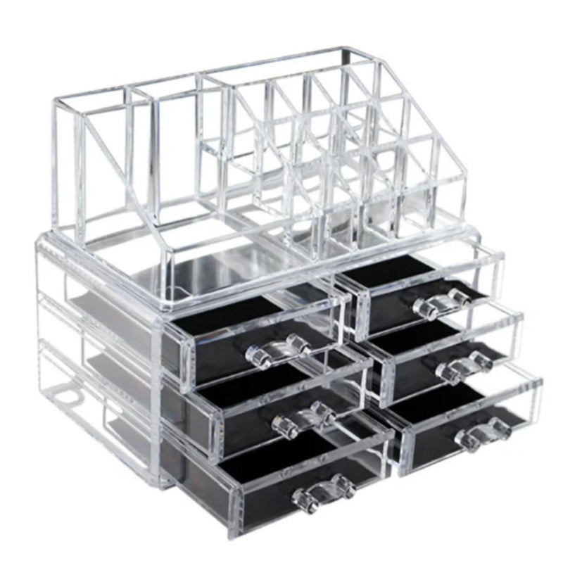 ORGANIZADOR MAQUIAGEM 6 GAVETAS ACRILICO GRANDE 17 DIVISORIAS PORTA BATOM COSMET