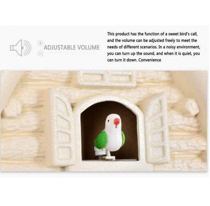 RELOGIO CUCO CLASSICO PENDULO MUSICAL ESTILO MADEIRA PASSARO BRANCO LUXO DESIGN