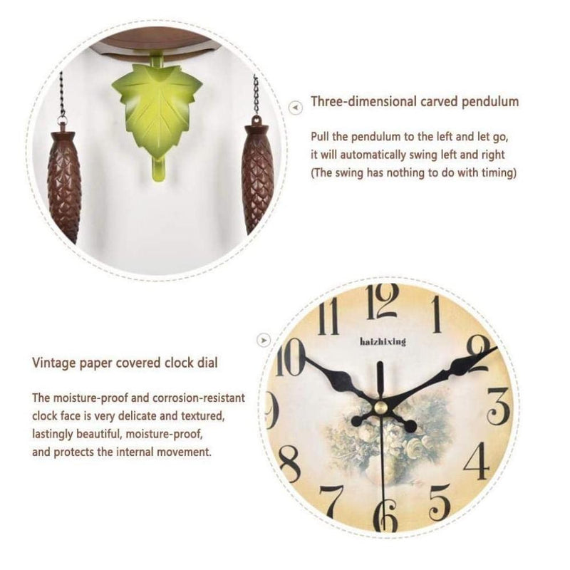 RELOGIO CUCO CLASSICO PENDULO MUSICAL ESTILO MADEIRA PASSARO BRANCO LUXO DESIGN