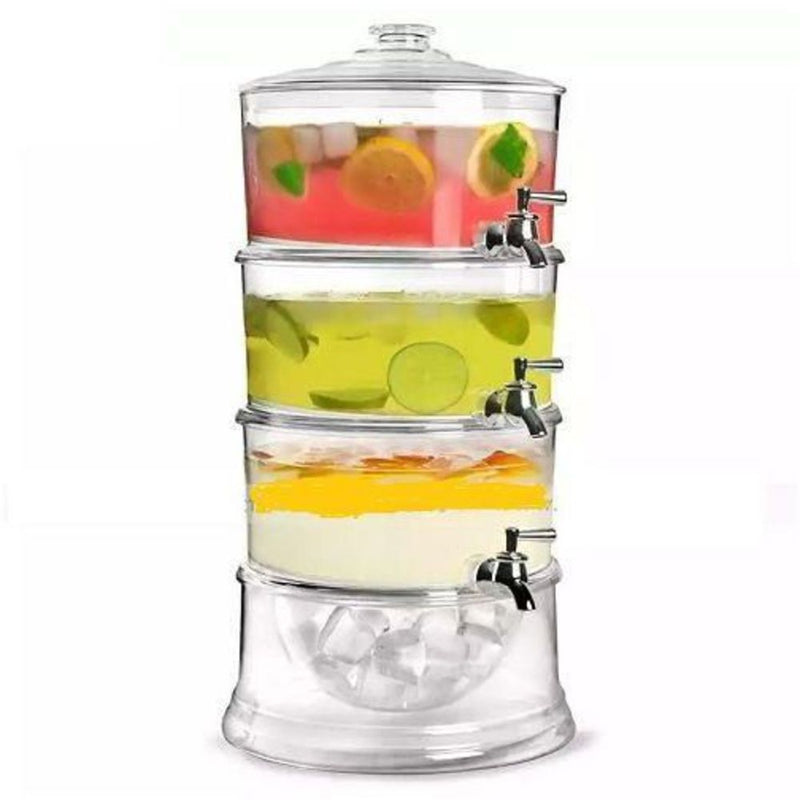 SUQUEIRA TRIPLA DISPENSER 3 EM 1 GRANDE 10,5 LITROS ACRILICA MULTIUSO EMPILHAVEL