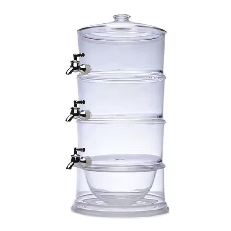 SUQUEIRA TRIPLA DISPENSER 3 EM 1 GRANDE 10,5 LITROS ACRILICA MULTIUSO EMPILHAVEL