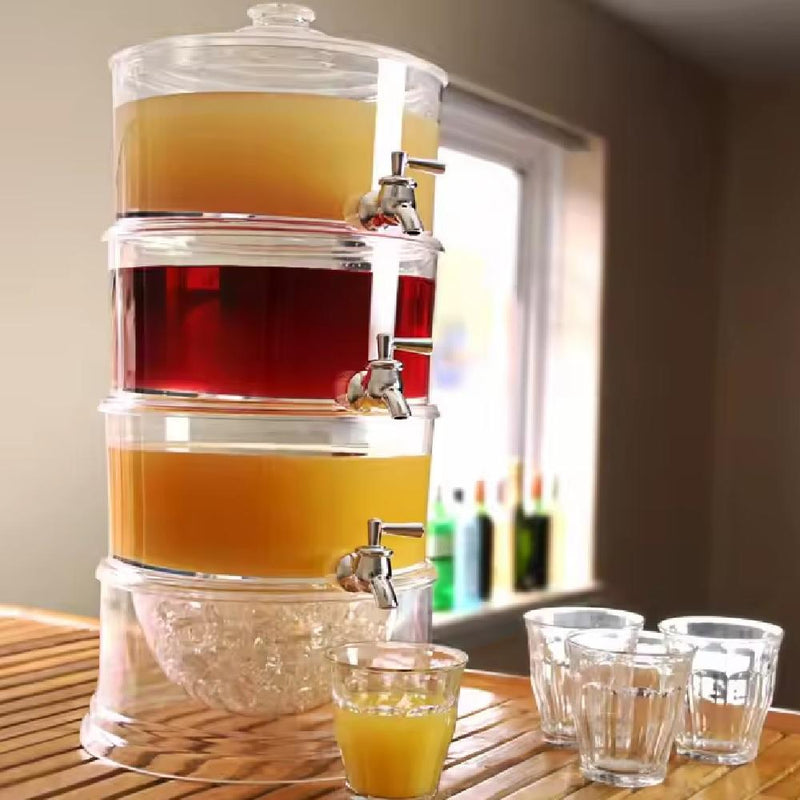 SUQUEIRA TRIPLA DISPENSER 3 EM 1 GRANDE 10,5 LITROS ACRILICA MULTIUSO EMPILHAVEL