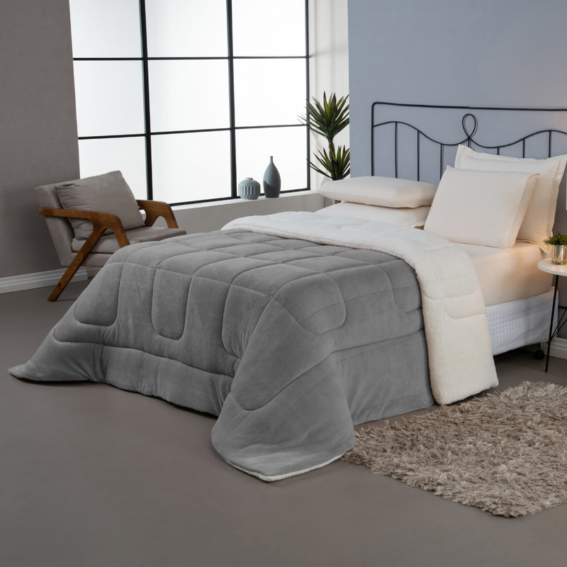 Coberdrom Cobertor Dupla Face 1 Peça Queen Manta Soft e Sherpa de Carneiro - Ci