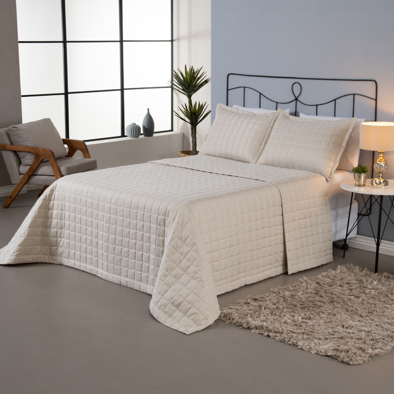 Kit Cobre Leito Matelado Dupla Face Soft 3 Peças King 100% Poliéster  - Areia