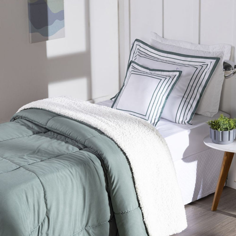 Kit Coberdrom Soft 03 Peças Solteiro cor:Verde Militar