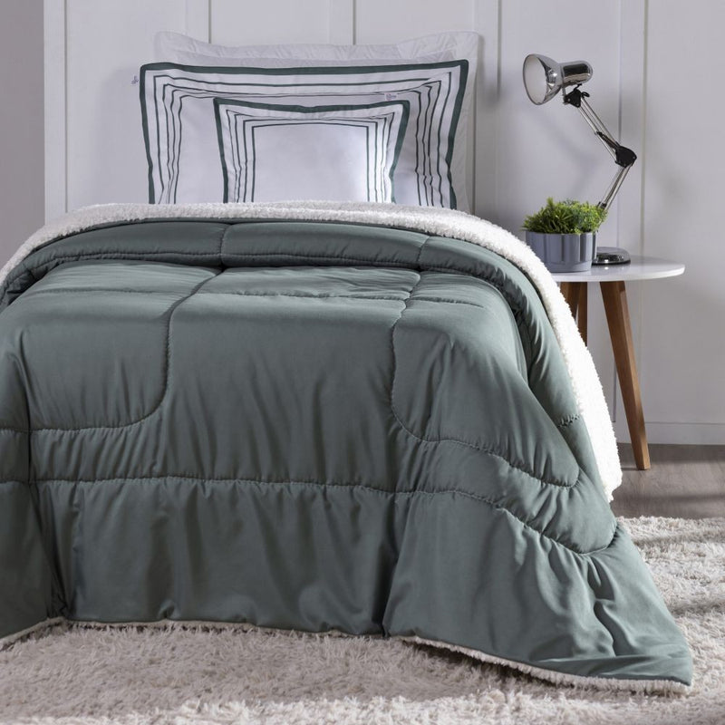 Kit Coberdrom Soft 03 Peças Solteiro cor:Verde Militar