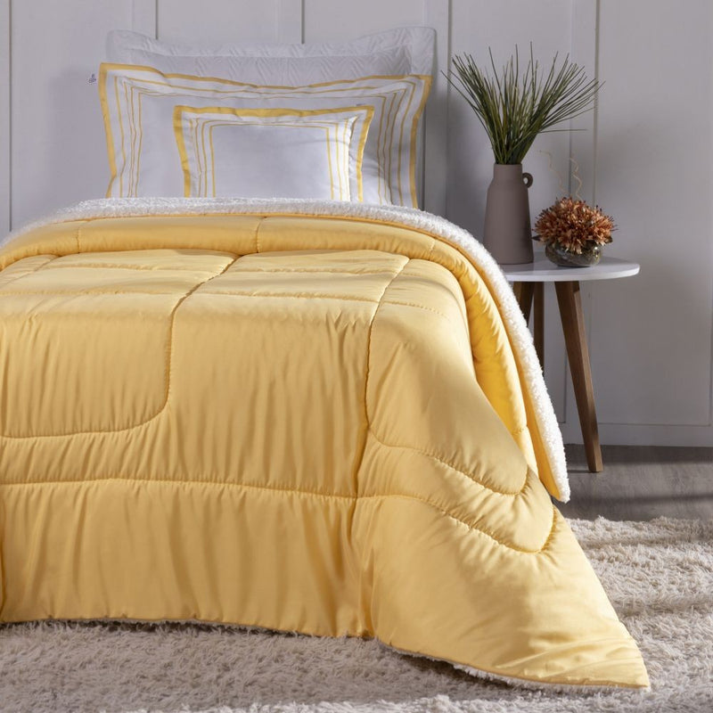 Kit Coberdrom Soft 03 Peças Solteiro cor:Amarelo