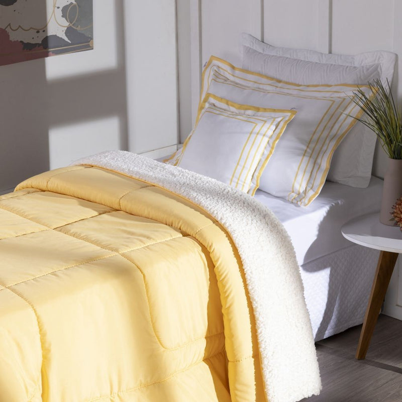 Kit Coberdrom Soft 03 Peças Solteiro cor:Amarelo