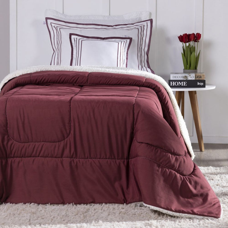 Kit Coberdrom Soft 03 Peças Solteiro cor:Vermelho Marsala