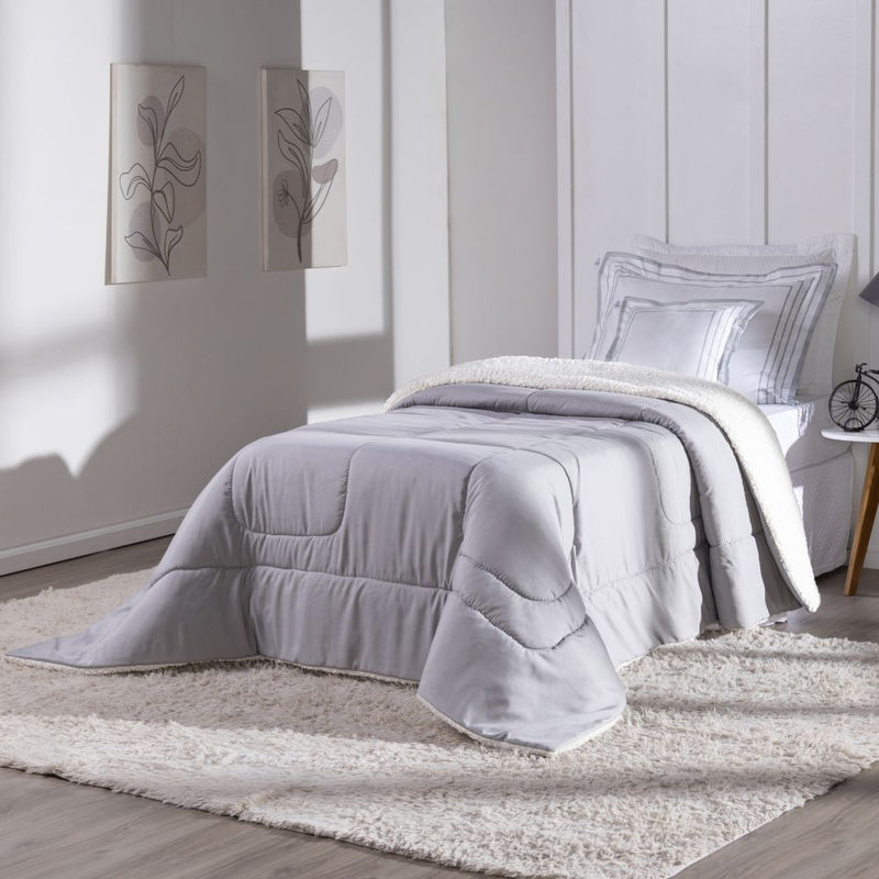 Kit Coberdrom Soft 03 Peças Solteiro cor:Cinza