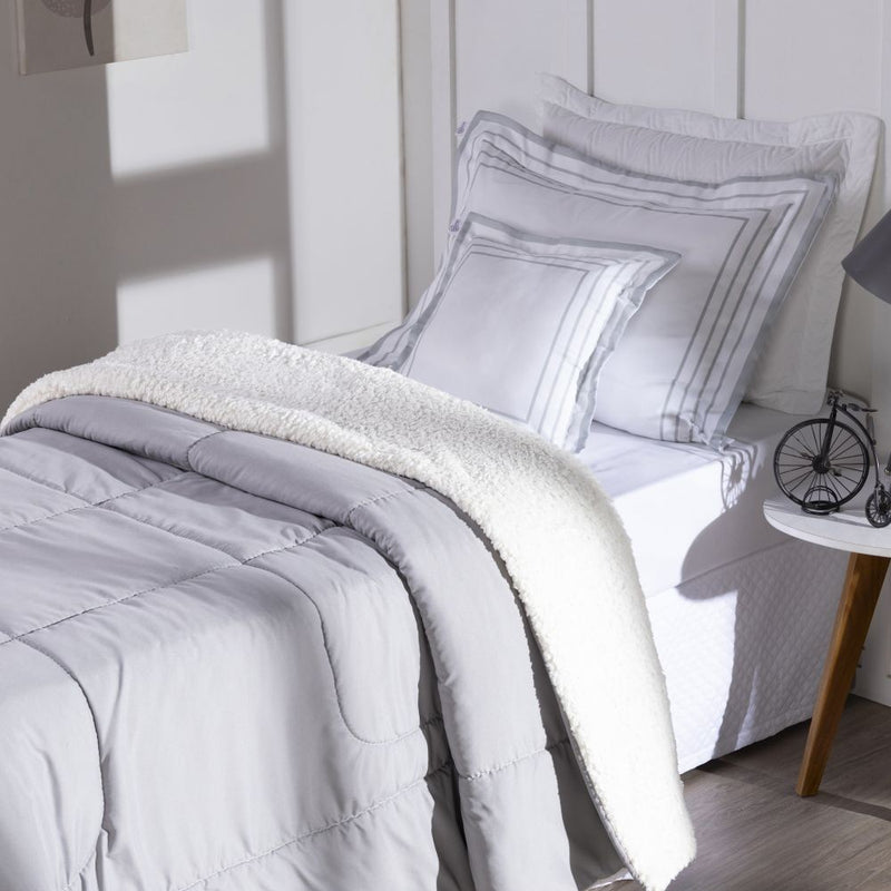 Kit Coberdrom Soft 03 Peças Solteiro cor:Cinza