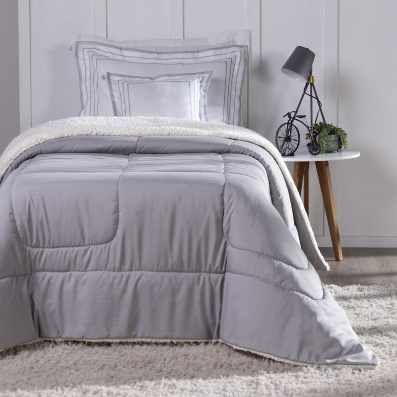 Kit Coberdrom Soft 03 Peças Solteiro cor:Cinza